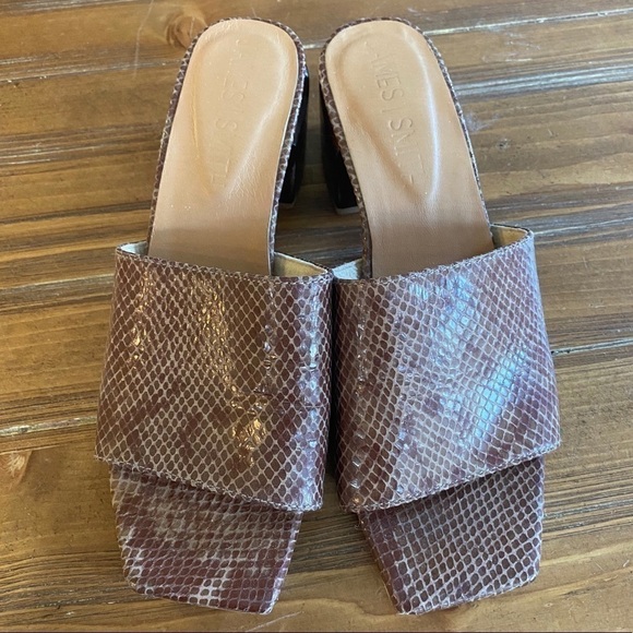 JAMES SMITH Snake Skin Sicily Slide Heel Sandal 38 - Picture 2 of 10